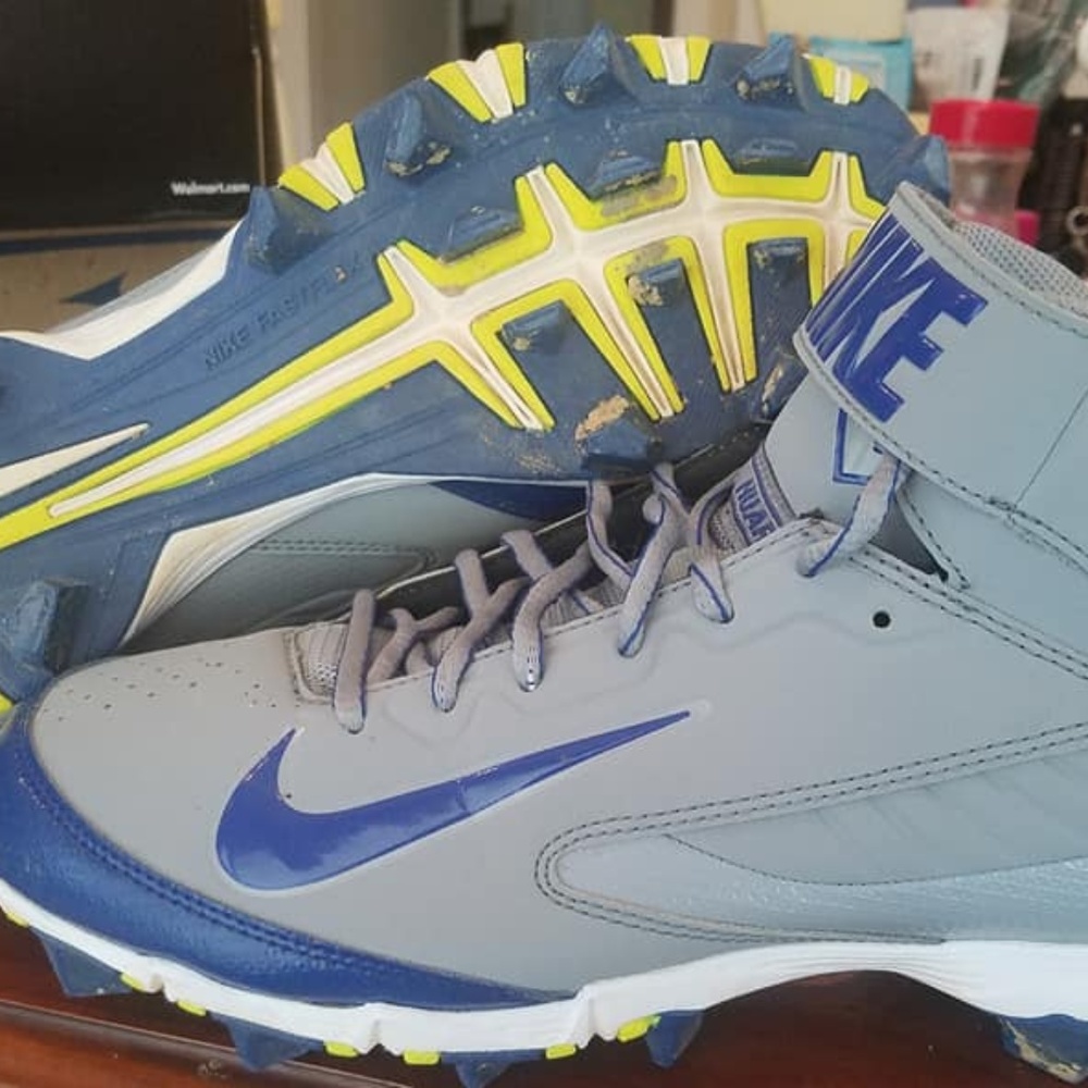 Nike Huarache Grey/Blue Molded Baseball Cleats